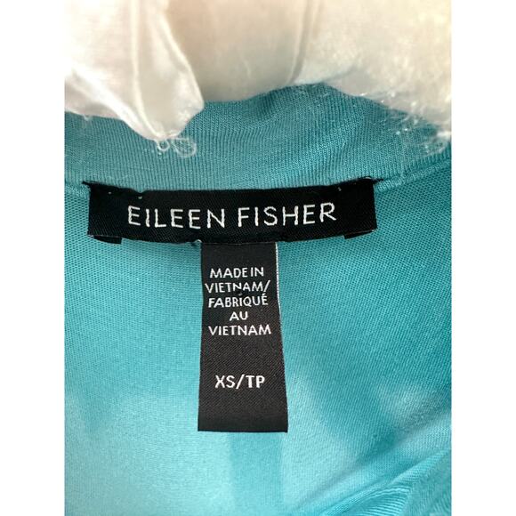 EILEEN FISHER | Aqua Blue Tencel Button Down Shirt Long Sleeve Soft Stretch | XS - Picture 5 of 6